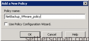 NetBackup policy for backup VMware 2