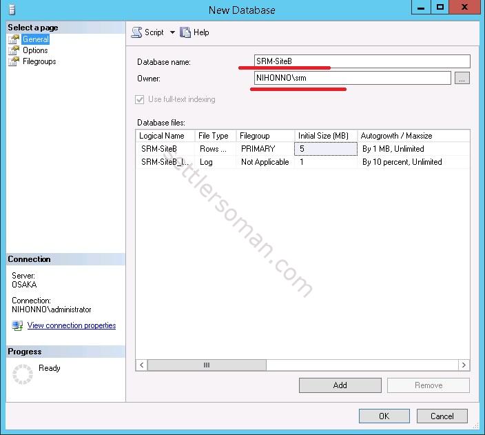 How to install and configure Site Recovery Manager (SRM) 5.8 or 6.x Part 1: Installation DB 2