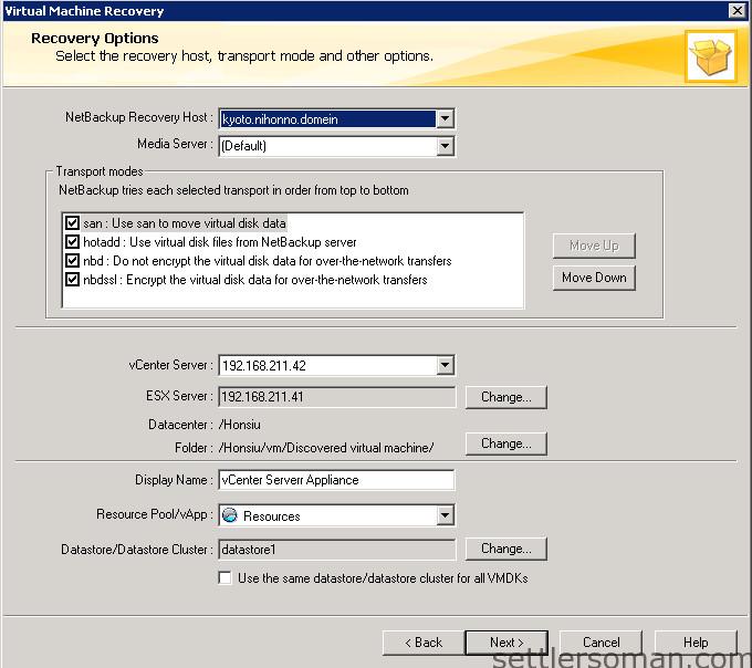 NetBackup - restore VMware VM backup 14