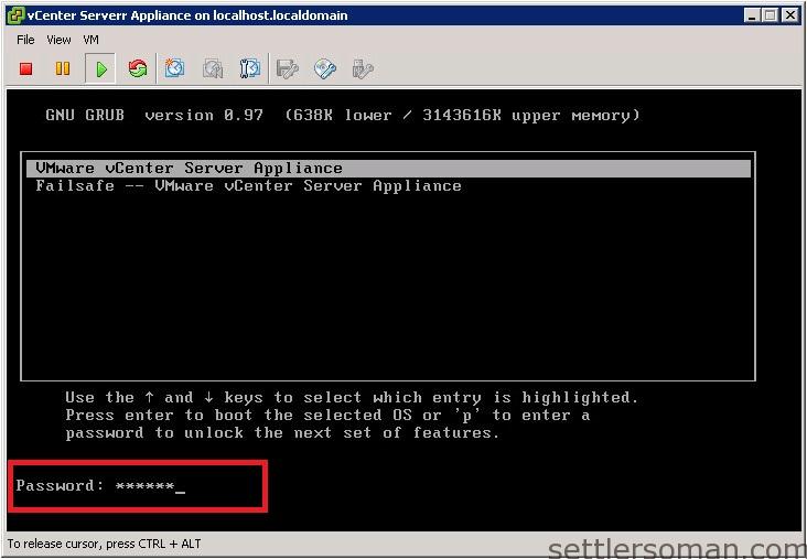 Reset root password on vCenter Appliance 5.5 - 2