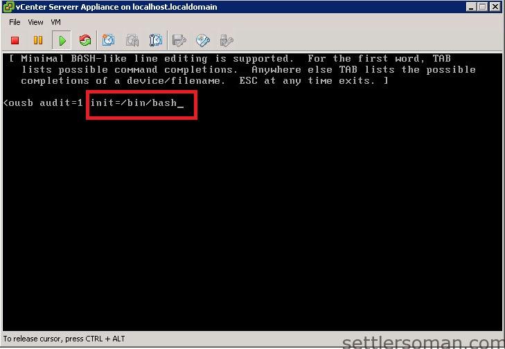 Reset root password on vCenter Appliance 5.5 - 4
