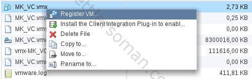Register a VM via Web Client.