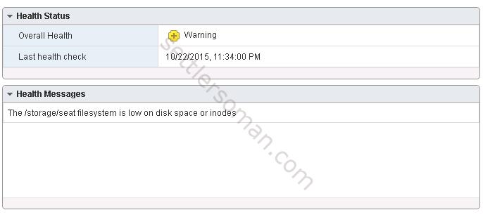 Storage seat filesystem is low on space or inodes