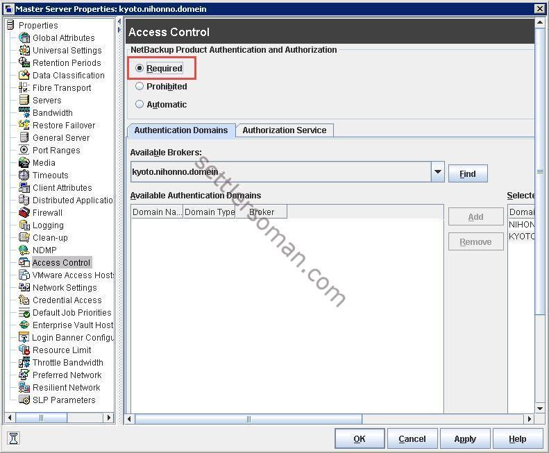 How to configure NetBackup Access Control (NBAC) Required