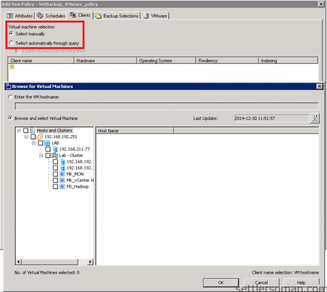 How to configure NetBackup policy to backup VMware VMs | Settlersoman ...